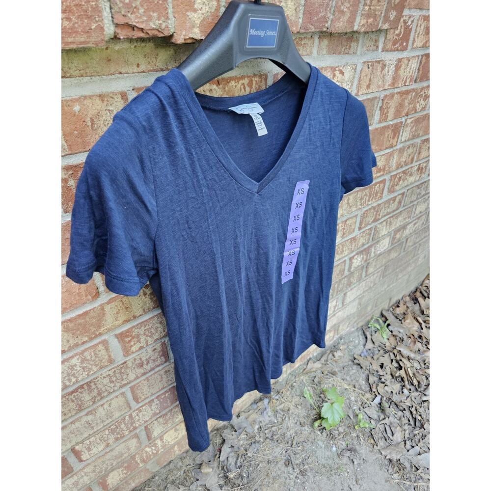 NWT Jessica Simpson Womens Slub V-Neck T-Shirt XS Tee Top Career Office Liquid